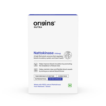 Origins Nutra Nattokinase | Promote Heart Health, Natural Blood Thinner, Control High Blood Pressure | Nattokinase |GMP Certified | For Men & Women | 28 Capsules.