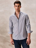 Grey Regular Fit Stripes Casual Shirt for Men (ALFON)