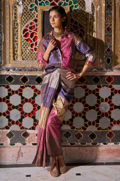 STRIPED BENARES TISSUE SKIRT