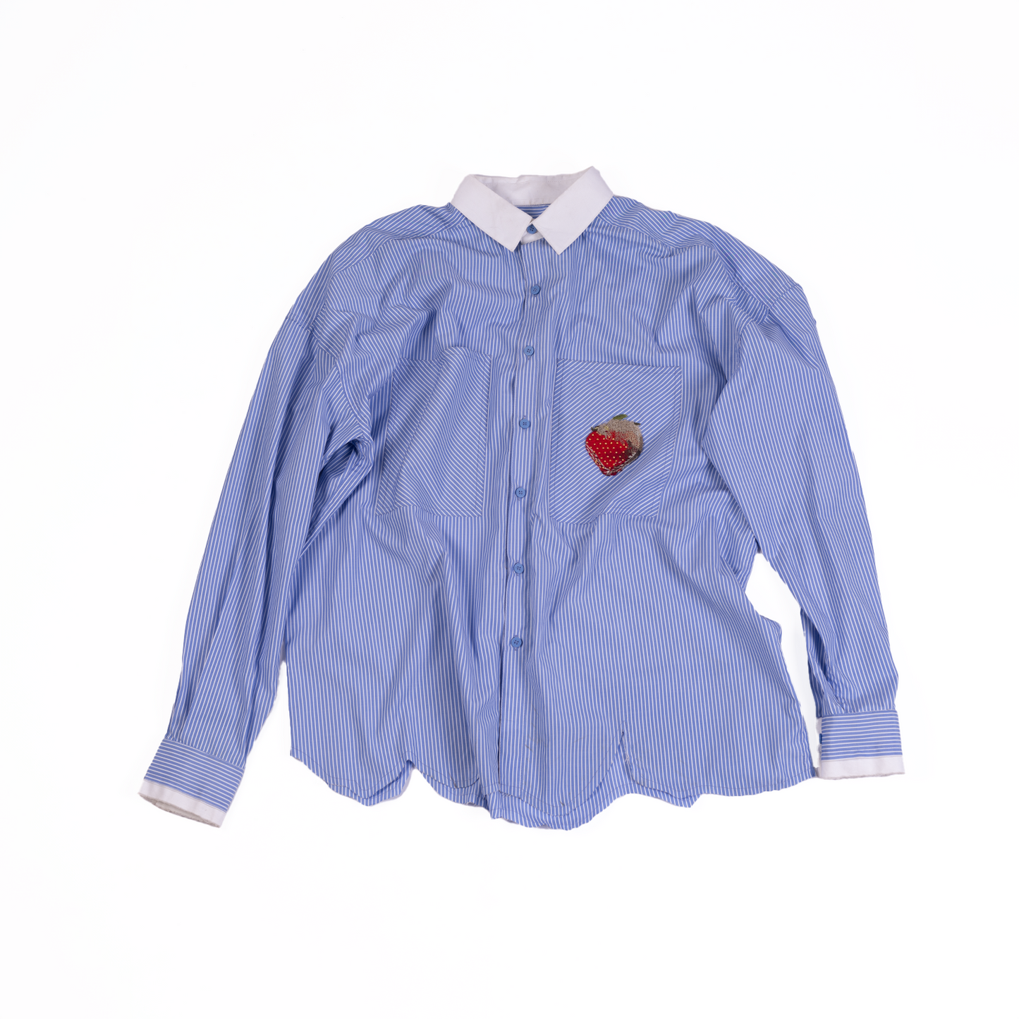 Oversized pinstriped embroidered darwyn shirt | Huemn at Broadway