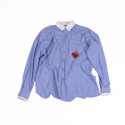 Oversized pinstriped embroidered darwyn shirt | Huemn at Broadway