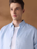 Blue Regular Fit Solid Casual Shirt for Men (LILA)