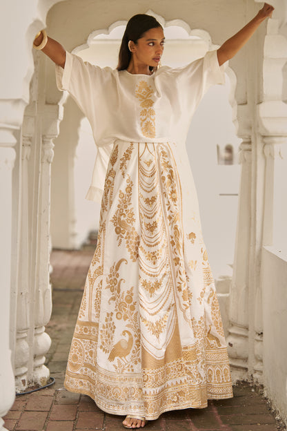 SILK BROCADE MAXI SKIRT SET