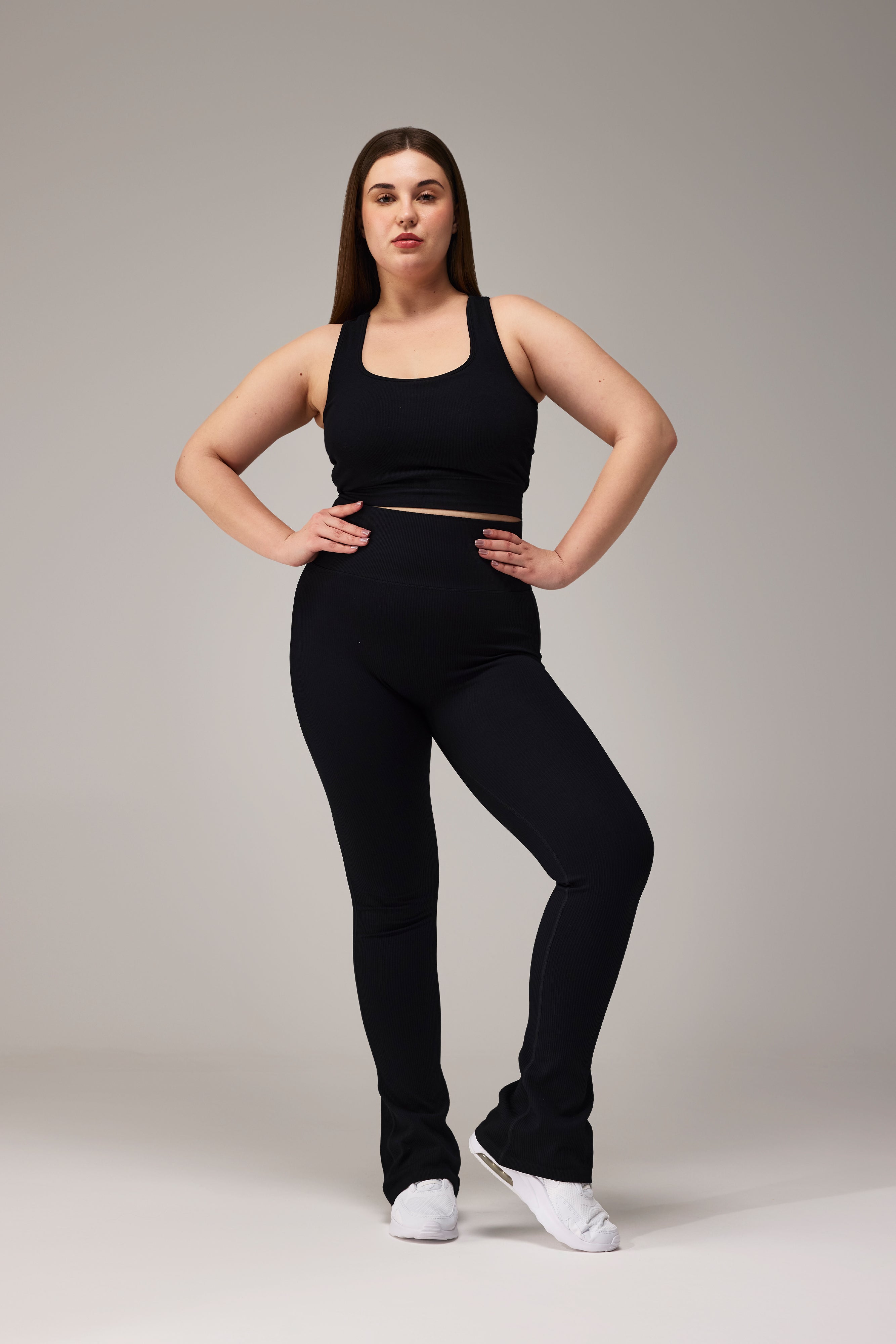 SEAMLESS FLARE PANTS - BLACK | LALAFLOWER at Broadway
