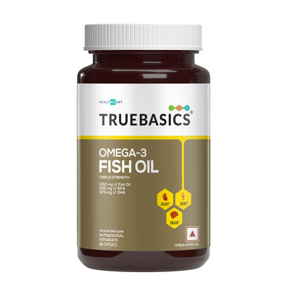 3X Strength Omega-3 Fish Oil, 60 Capsules | 1150mg Omega, 525mg EPA & 375mg DHA | For Healthy Heart, Eyes & Joints