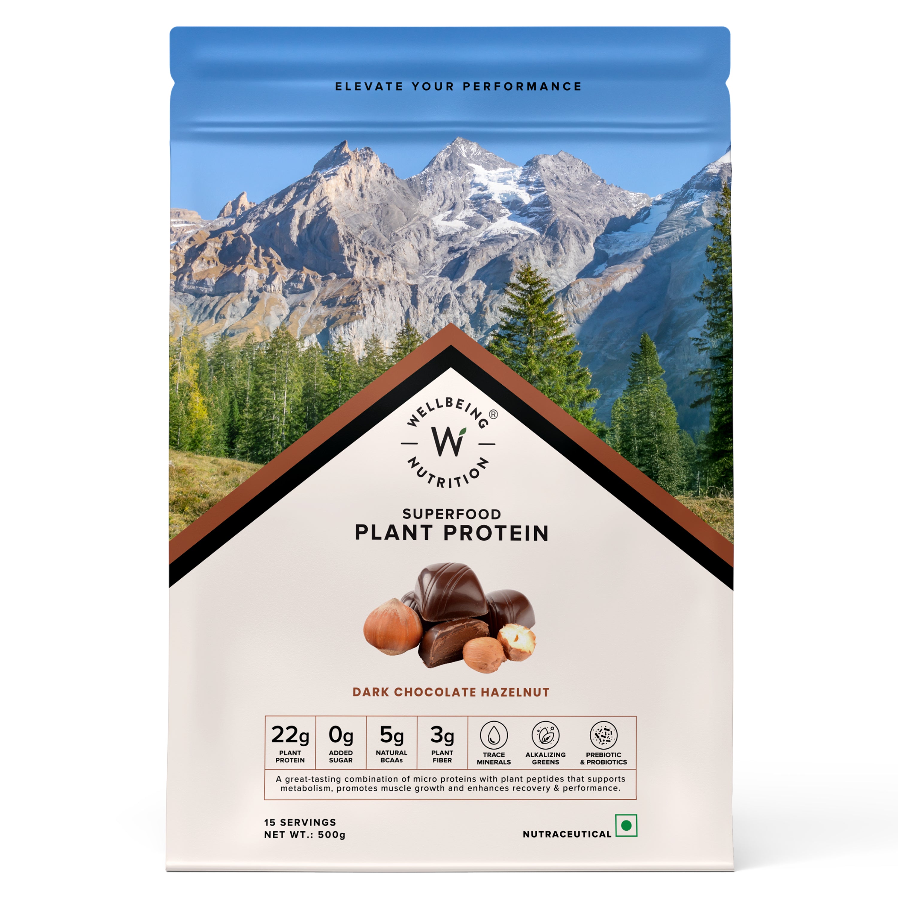 Plant Protein Superfood Dark Chocolate Hazelnut (500Grm) | Wellbeing Nutrition at Broadway