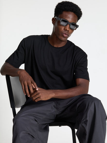 Black Supima Crew Neck T-shirt - Relaxed Fit | Cava at Broadway