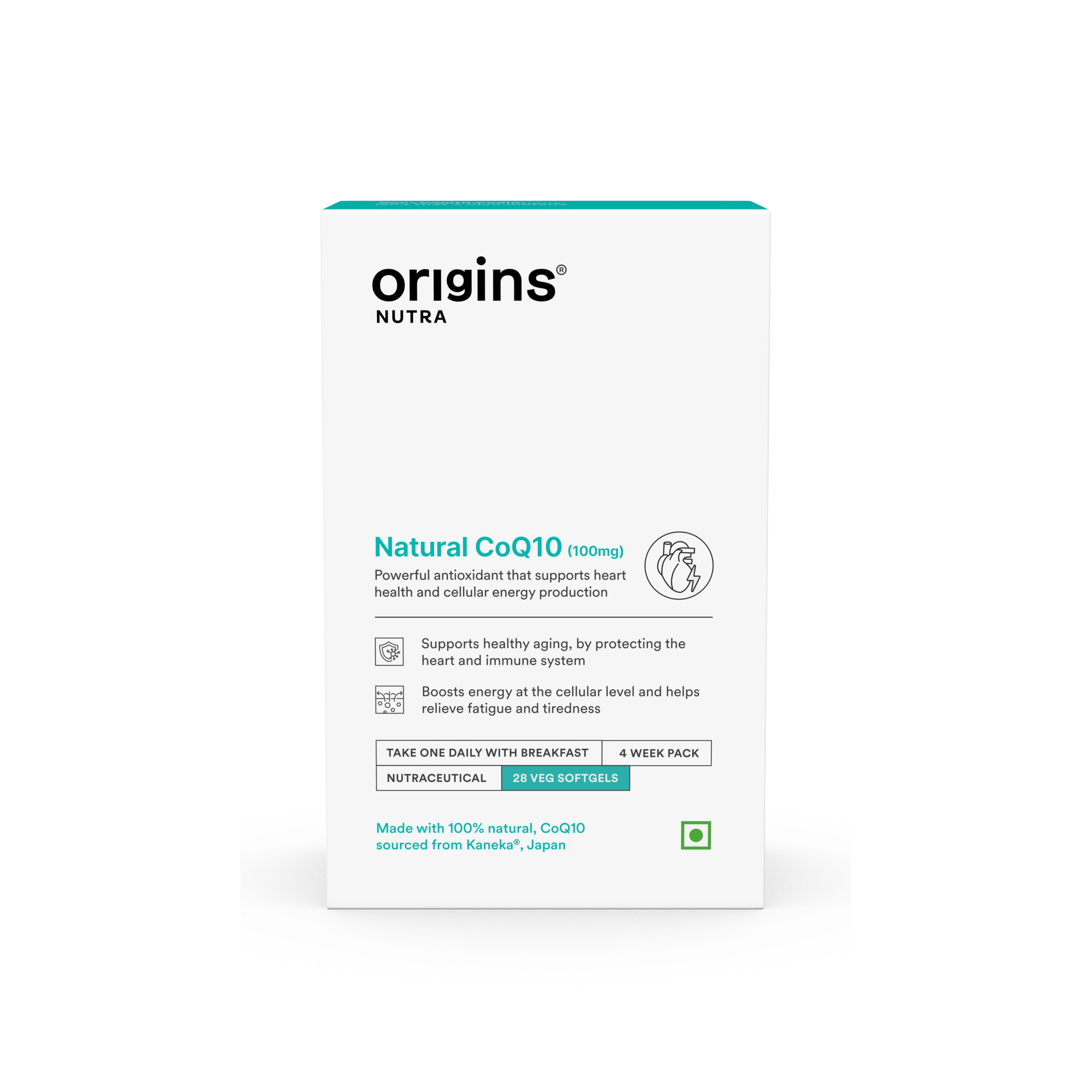 Origins Nutra Naturals CoQ-10 (100mg) | Boost Energy & Stamina, Supports Heart Health, Relieves Migraine | CoQ 10 | GMP Certified | For Men & Women | 28 Veg Soft Gels. | Origins Nutra at Broadway