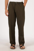Linen-style 100% Cotton Relaxed Fit Olive Green Pant | Hamptons at Broadway
