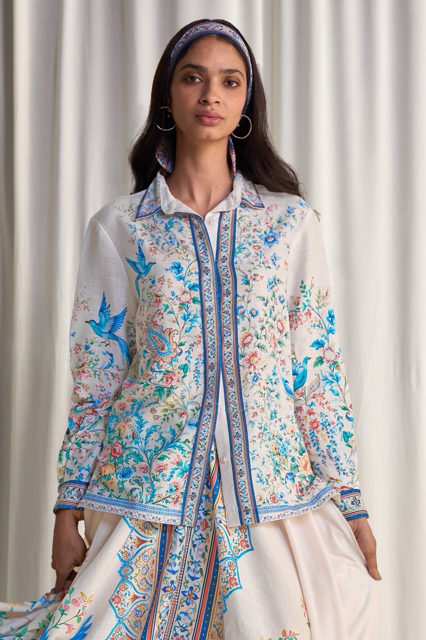 LINEN BOTANICAL PRINT SHIRT