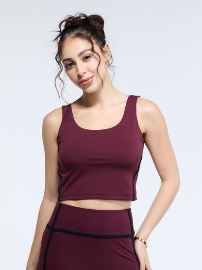 Burgundy Aerial Contrast Crop Tank