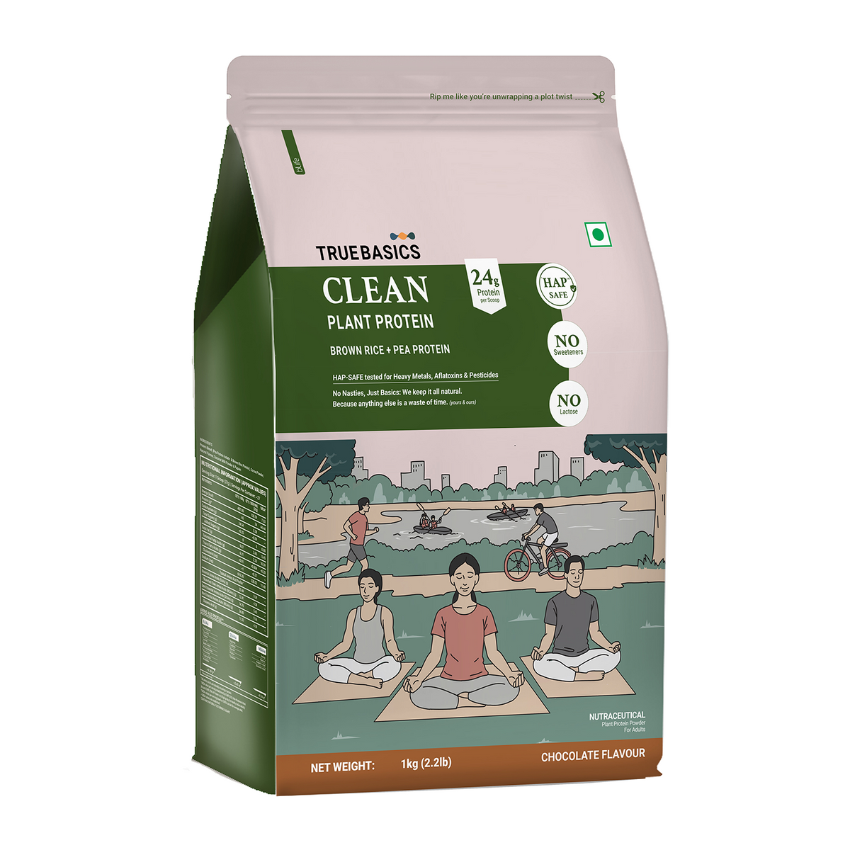 Clean Plant Protein Powder, Chocolate, 1kg | Brown Rice + Pea Protein | 24g Protein per Scoop | Trustified Gold Certified