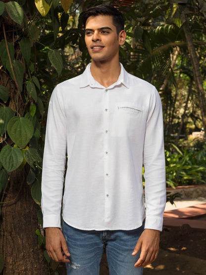 Buttondown Collar Cotton Linen French Placket Welt Pocket - Porto