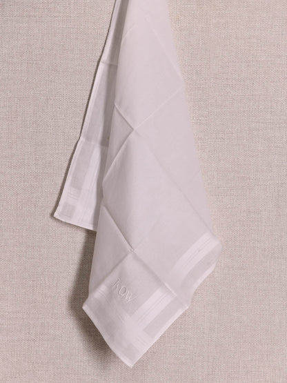 Men's Embroidered White Handkerchief - Pack of 3