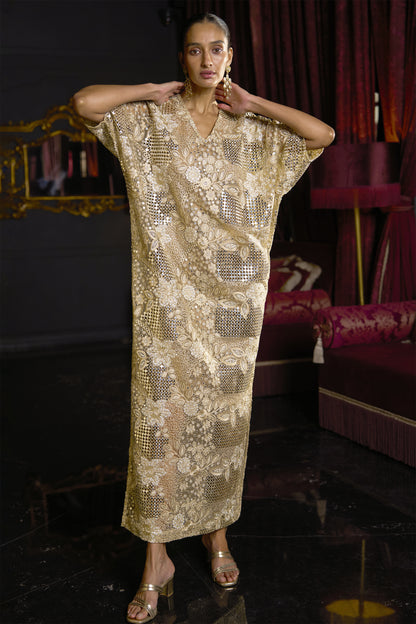 MIRROR AND BEAD EMBROIDERED KAFTAN