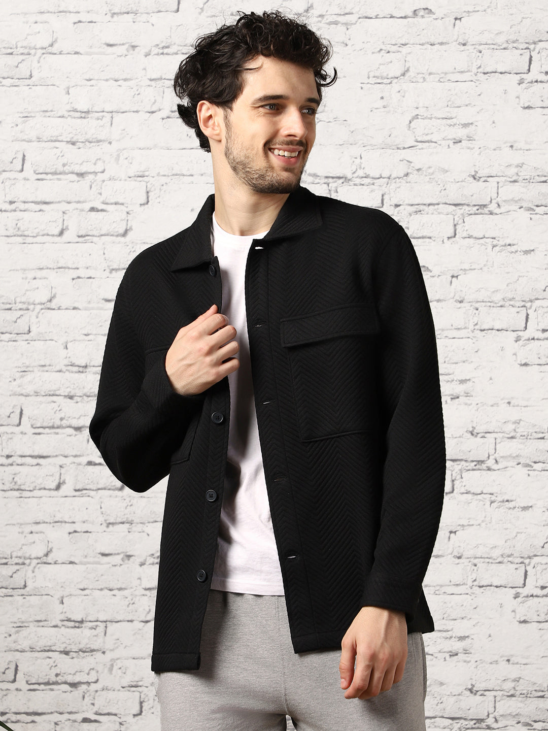 Relaxed Fit Textured Overshirt