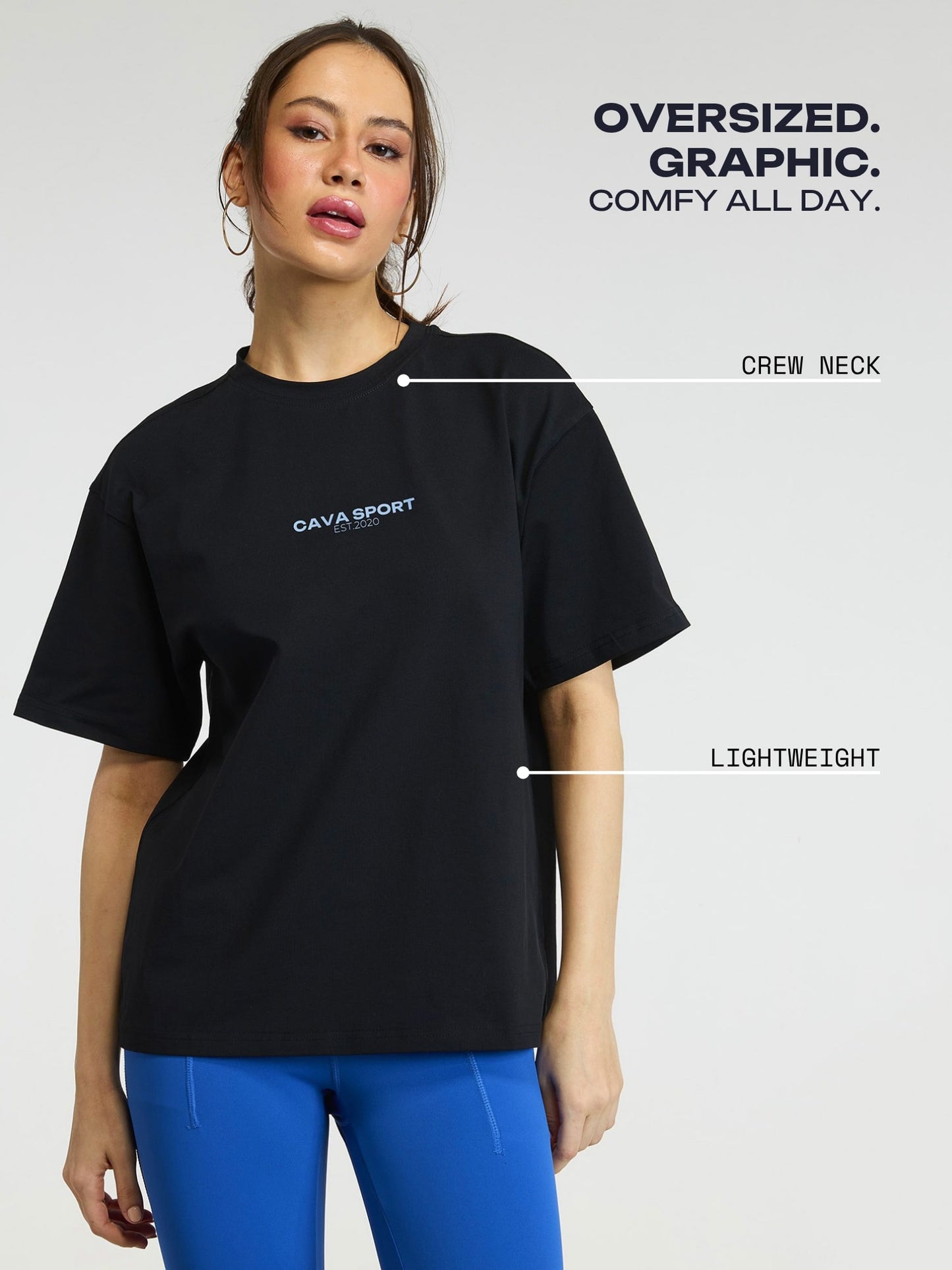 Black Cava Sport Oversized Printed Tee - Women
