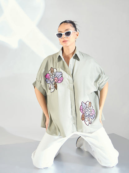 Antifit Embellished Pure Cotton Shirt