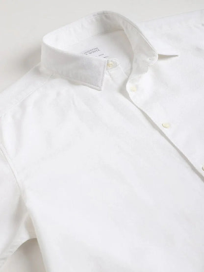 White Solid Half-Sleeves Shirt