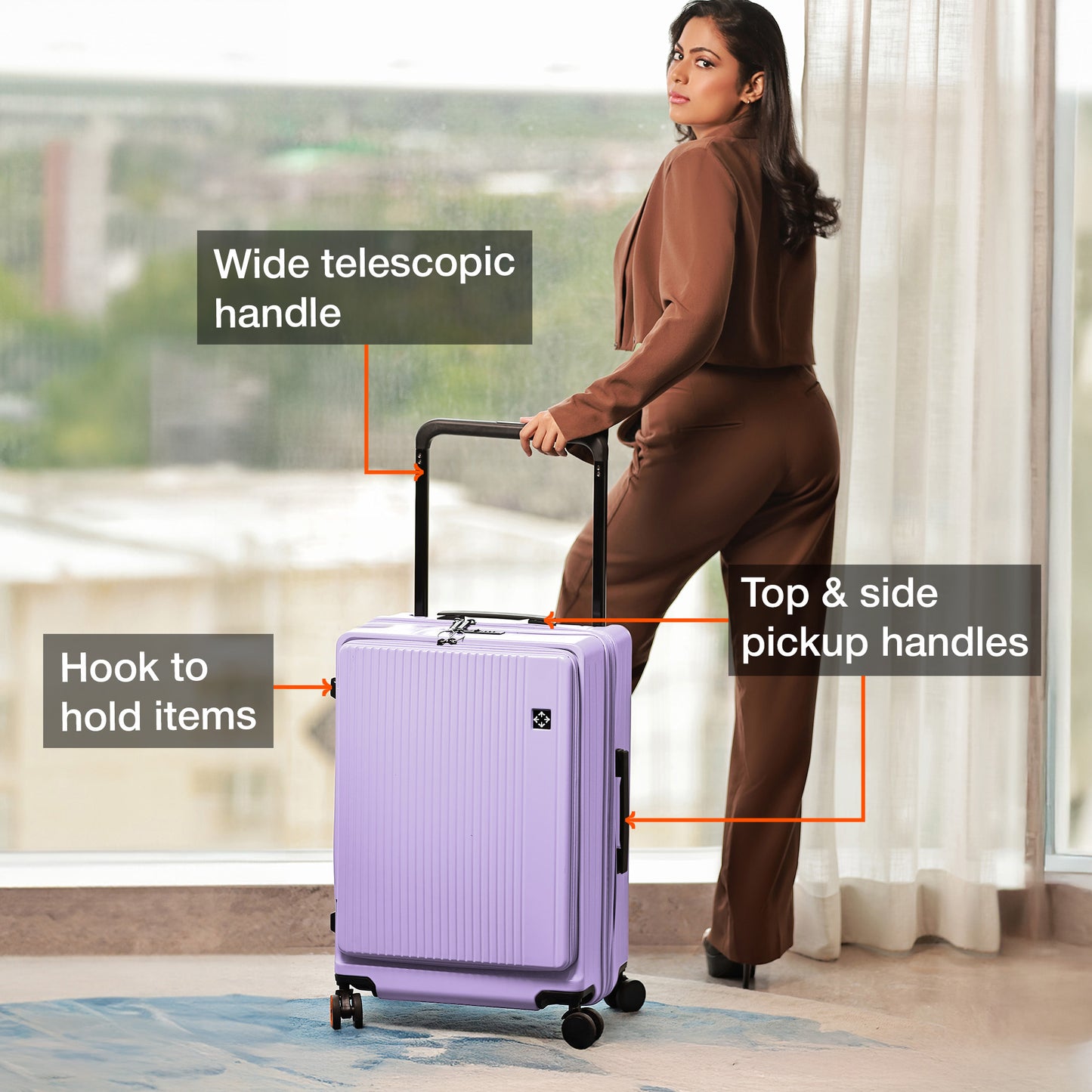Nasher Miles Silicon Valley Hard-Sided Polycarbonate Cabin Luggage Purple 20 inch |55 Trolley Bag