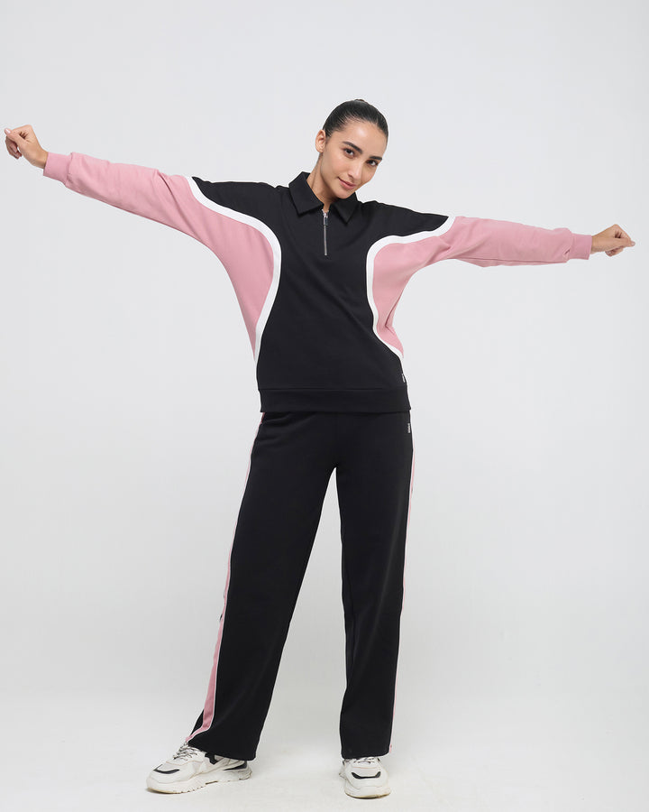 Wave Polo Neck Sweatshirt - 1/4th Zipper | Hunnit at Broadway