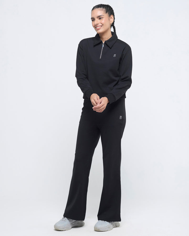 Essential Polo Neck Sweatshirt - 1/4th Zipper | Hunnit at Broadway