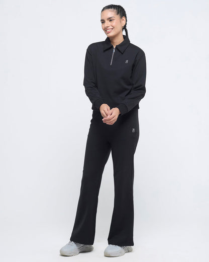 Essential Polo Neck Sweatshirt - 1/4th Zipper | Hunnit at Broadway