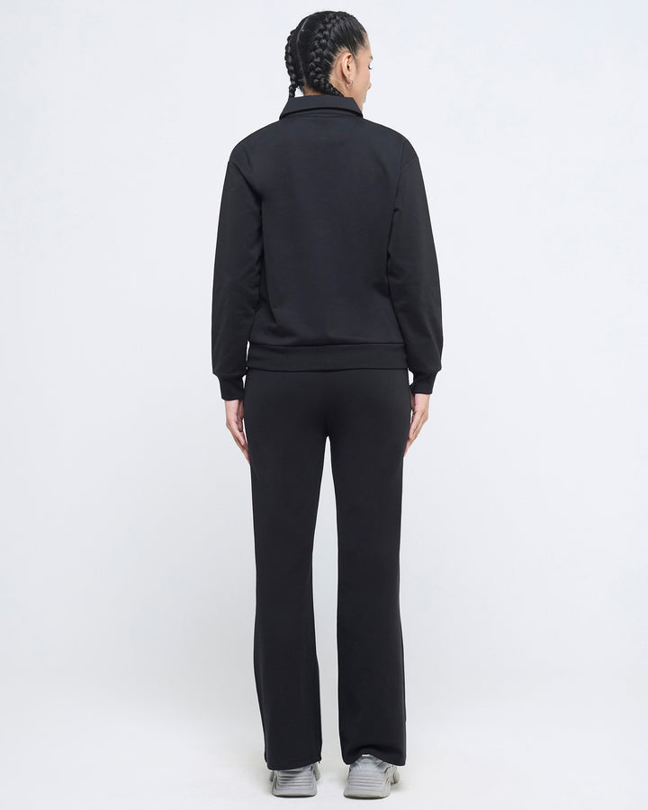 Essential Polo Neck Sweatshirt - 1/4th Zipper | Hunnit at Broadway