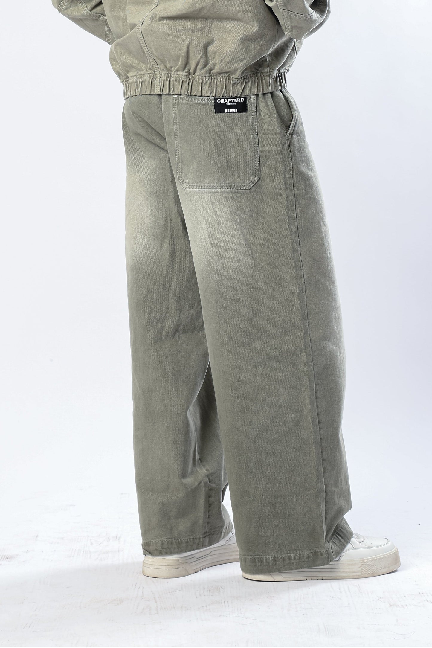 Olive Washed Denim Joggers