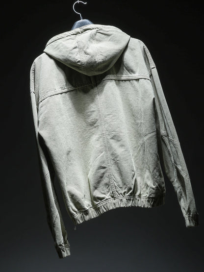 Olive Washed Denim Hoodie