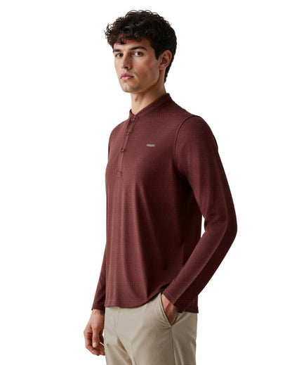 The Lineage Textured Henley Coco Brown