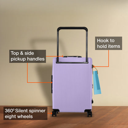 Nasher Miles Silicon Valley Expander Hard-Sided Polycarbonate Wide Telescopic Handle Front Opening Check-In Luggage Purple 24 inch |65 Trolley Bag