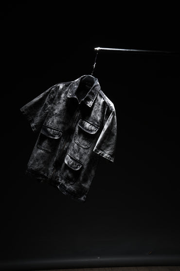 Acid Wash Zipper Shirt