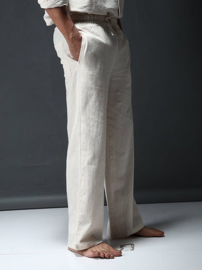 Off-White Linen-Cotton Pants