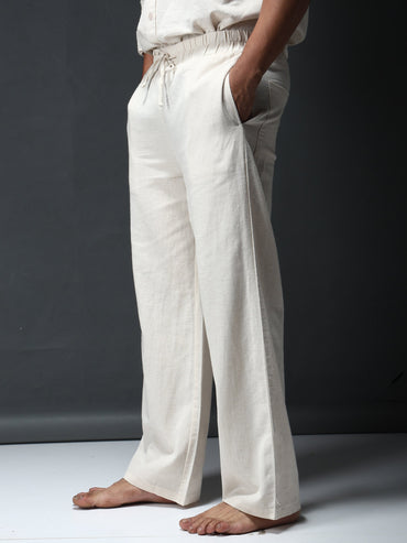 Off-White Linen-Cotton Pants