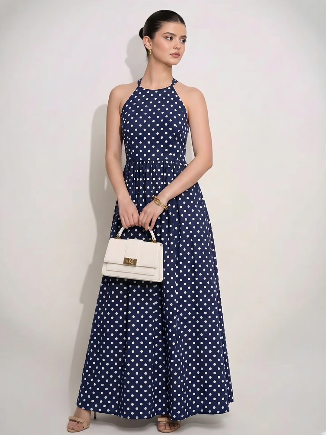 Halter Neck Cotton Maxi Dress
