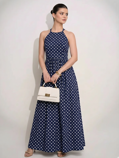 Halter Neck Cotton Maxi Dress