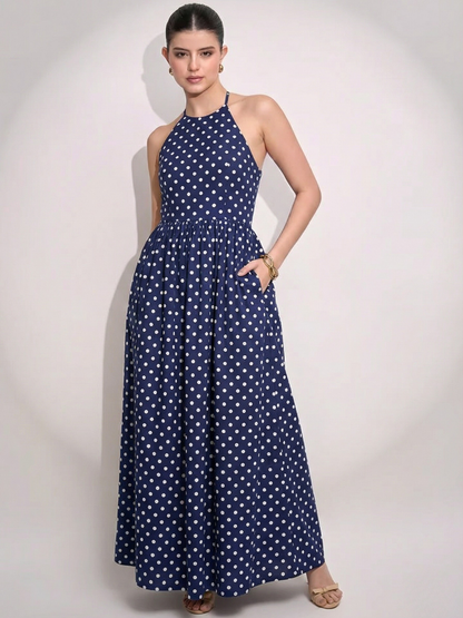 Halter Neck Cotton Maxi Dress