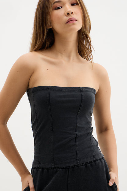 Black Wash Crop Tube