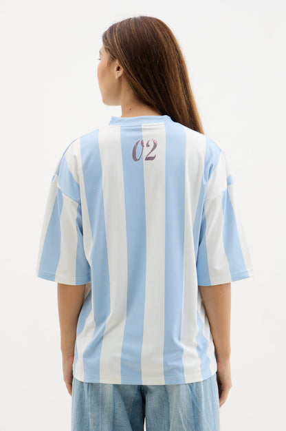 White and Blue Striped Jersey