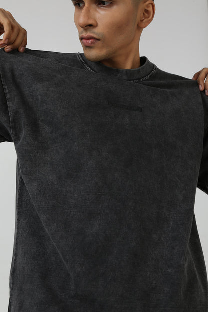 Black Washed T-Shirt – Comfortable 100% Cotton Terry