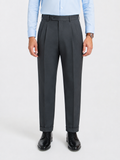 Japanese Grey Straight Fit Pleated Formal Trousers