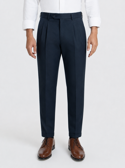 Japanese Navy Straight Fit Pleated Formal Trousers