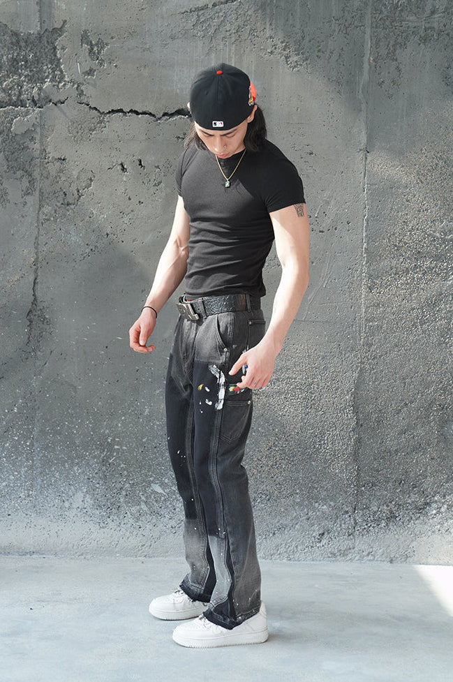 CONTRAST CODE CHARCOAL DUAL CUT VALKYRE JEANS