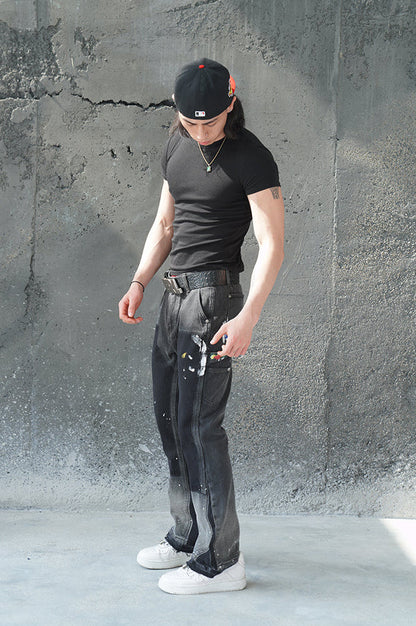 CONTRAST CODE CHARCOAL DUAL CUT VALKYRE JEANS
