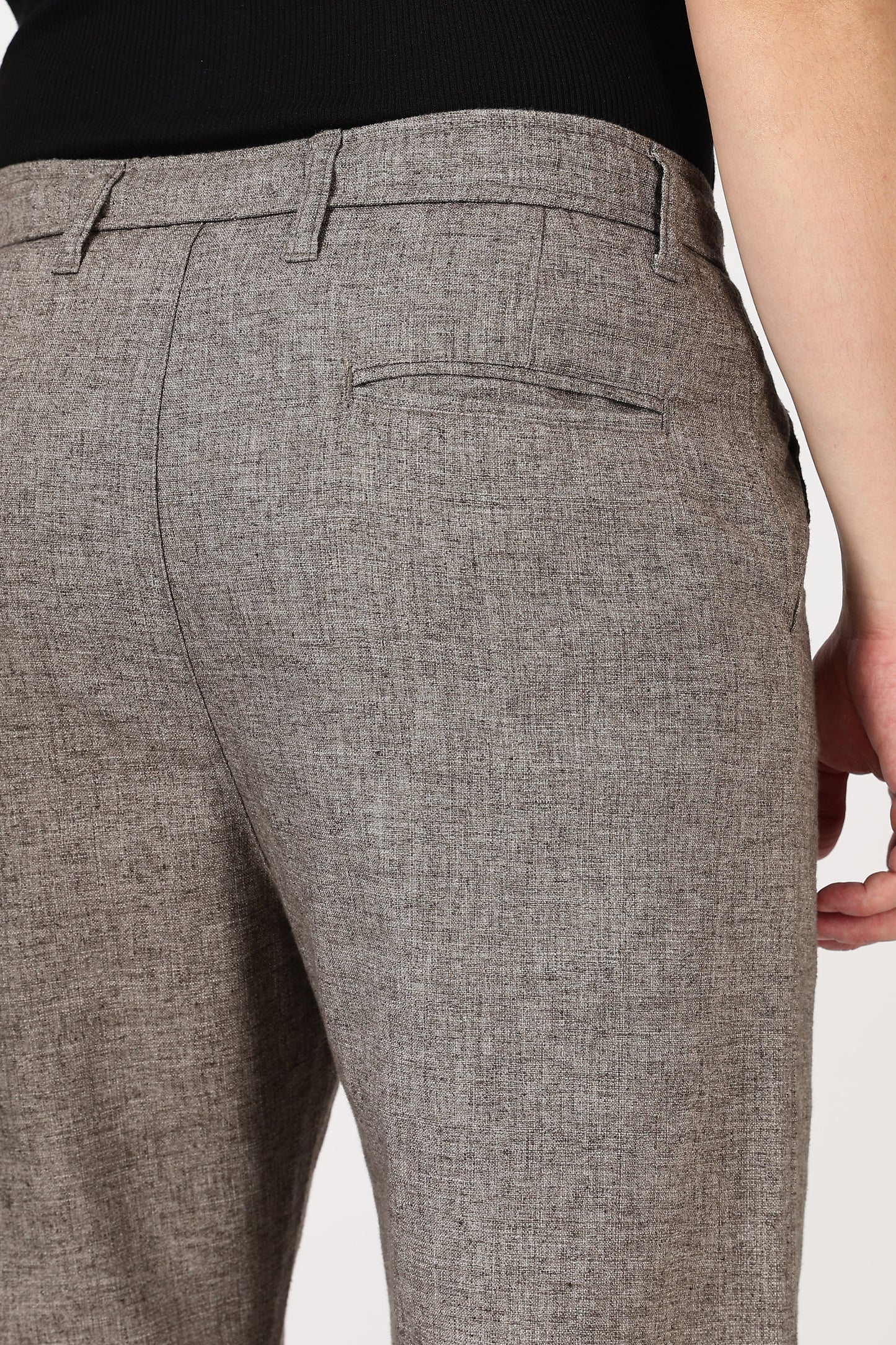 Linen-Style 100% Cotton Straight Fit Brown Textured Pant