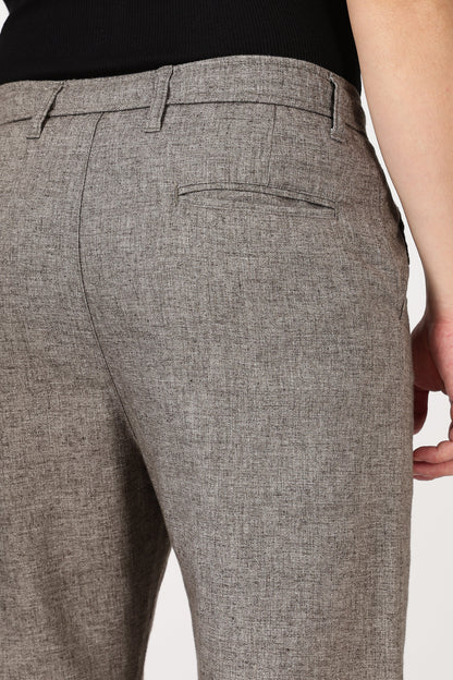 Linen-Style 100% Cotton Straight Fit Brown Textured Pant