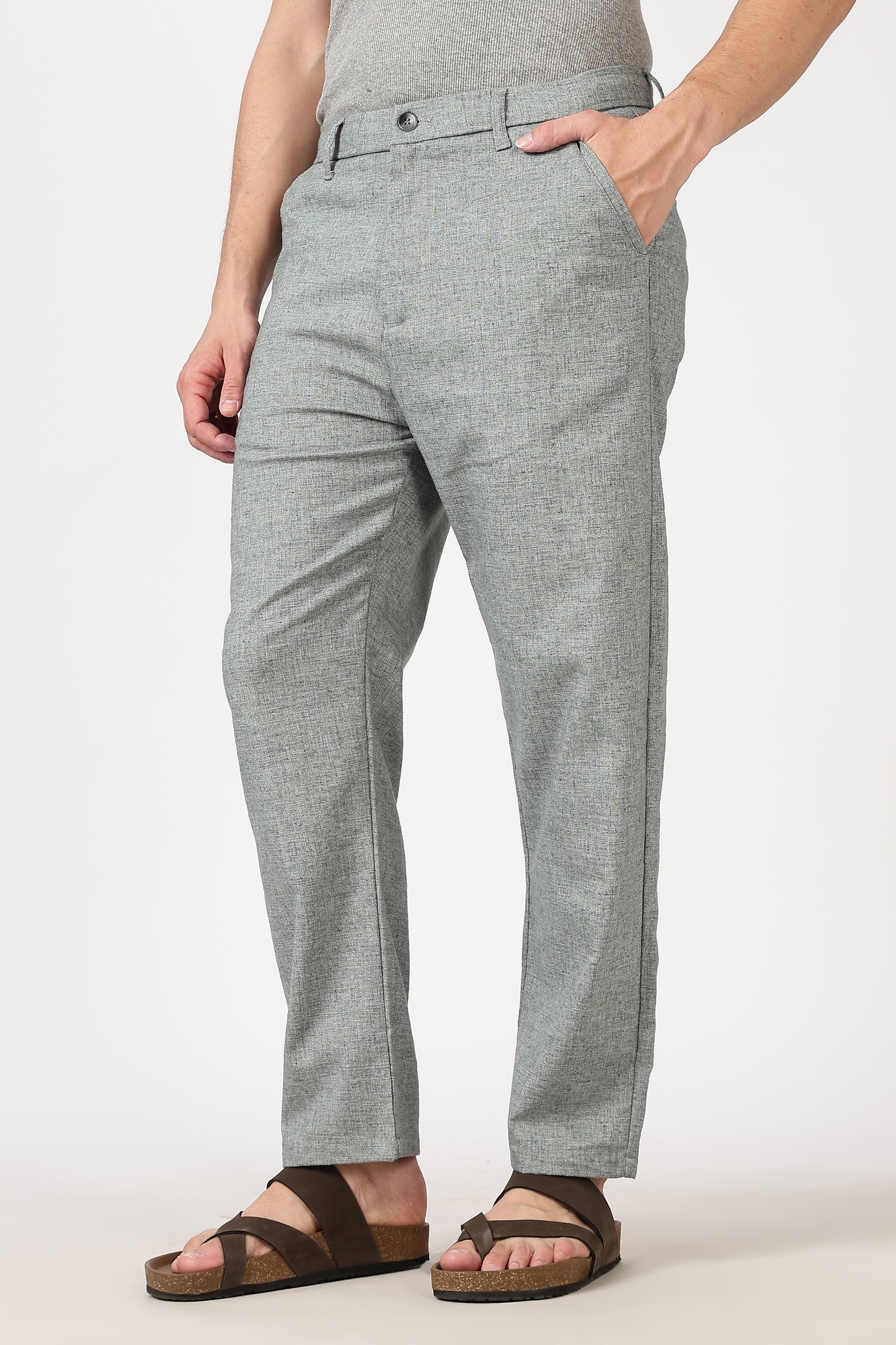 Linen-style 100% Cotton Straight Fit Mint Green Pant | Hamptons at Broadway