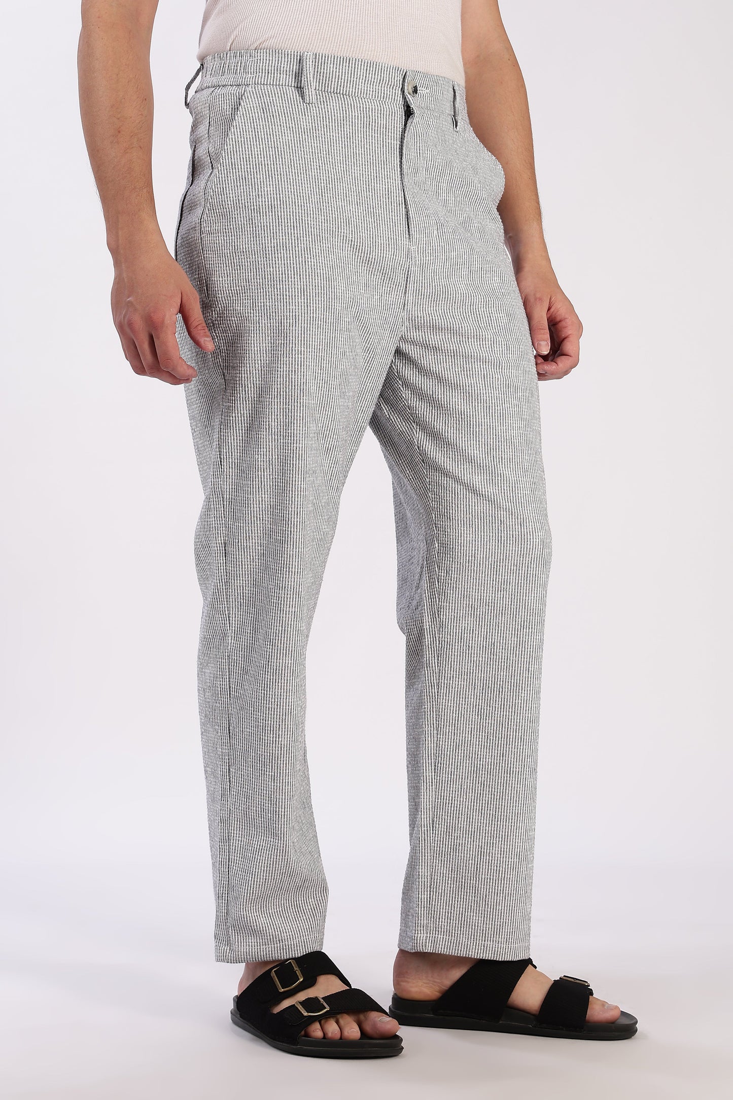 Seer Sucker 100% Cotton Straight Fit GreyÂ Pant | Hamptons at Broadway