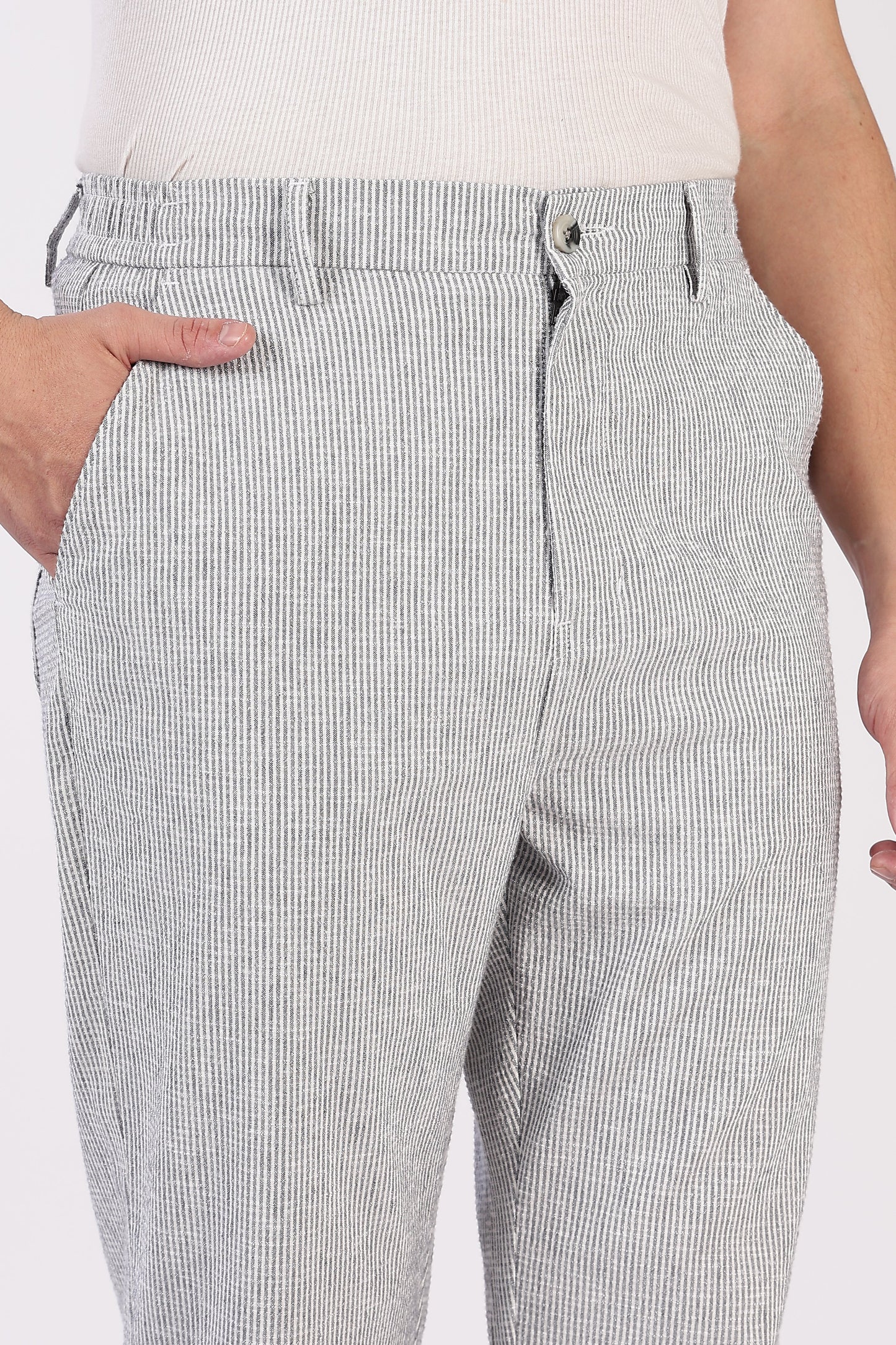 Seer Sucker 100% Cotton Straight Fit GreyÂ Pant | Hamptons at Broadway